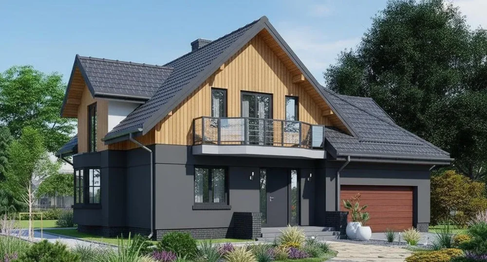 Проект Двухэтажный дом 14 на 14, 215 м2